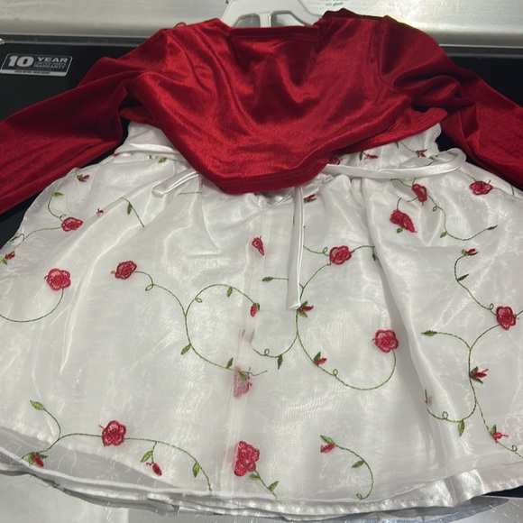 Girls 24 month formal dress roses lined bloomers diaper cover velvet jacket - Picture 6 of 6